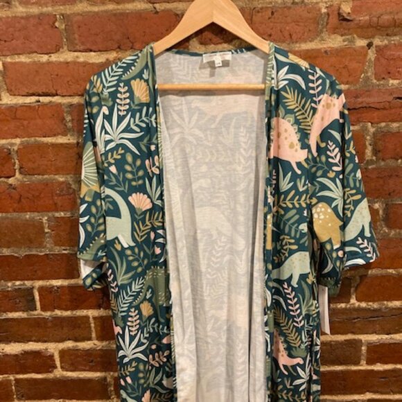 Modcloth Dinosaur Print Breakfast Before Dinner Short Robe Kimono - Picture 1 of 4